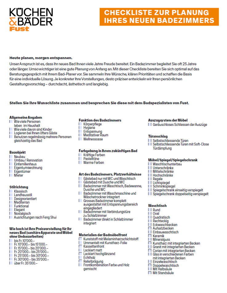 checkliste badezimmer