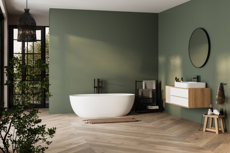 la salle de bain vert