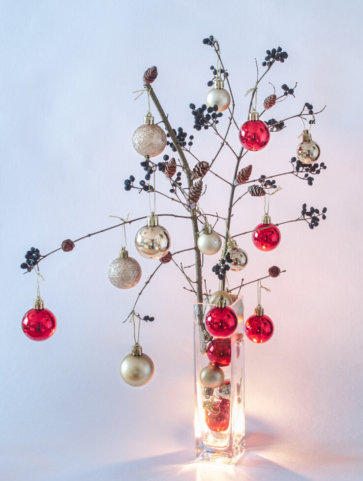 Autres options : un Noël festif sans sapin, une composition de branches dans un vase
