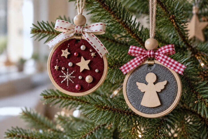 Décorations de Noël en tissu issues du surcyclage